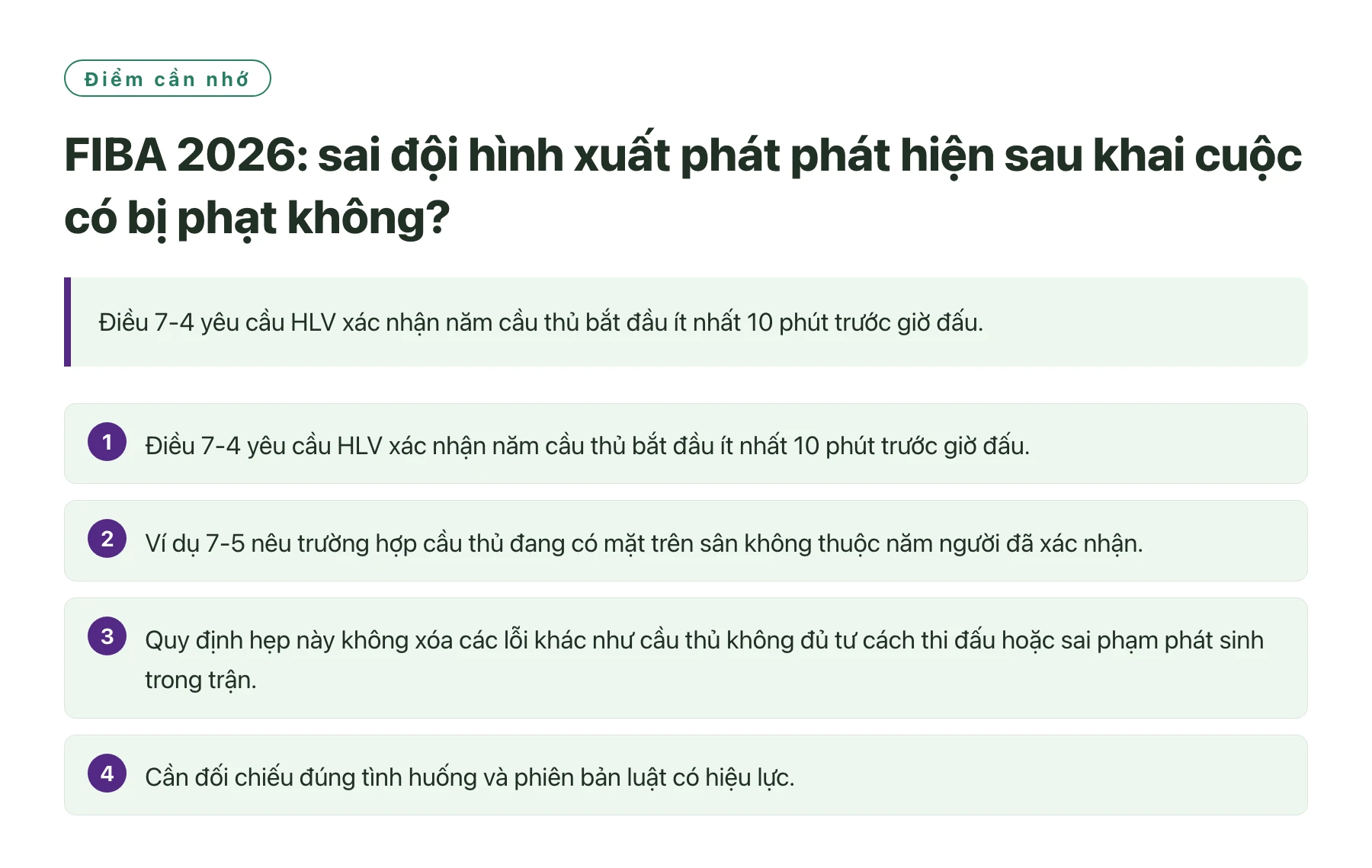 FIBA 2026: sai đội hình xuất phát phát hiện sau khai cuộc có bị phạt không?——全文要点速览